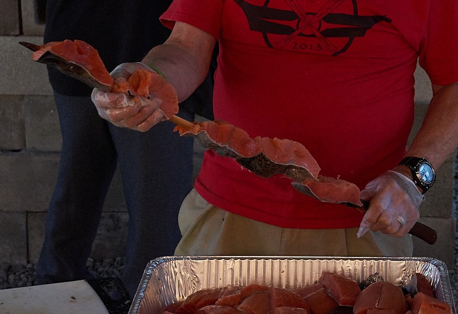 Salmon cooking at the 2018 General Council Meeting