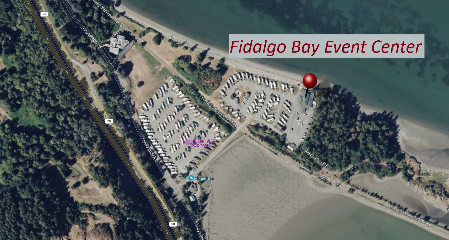 Map of Fidalgo Bay Resort with Event Center Pinned