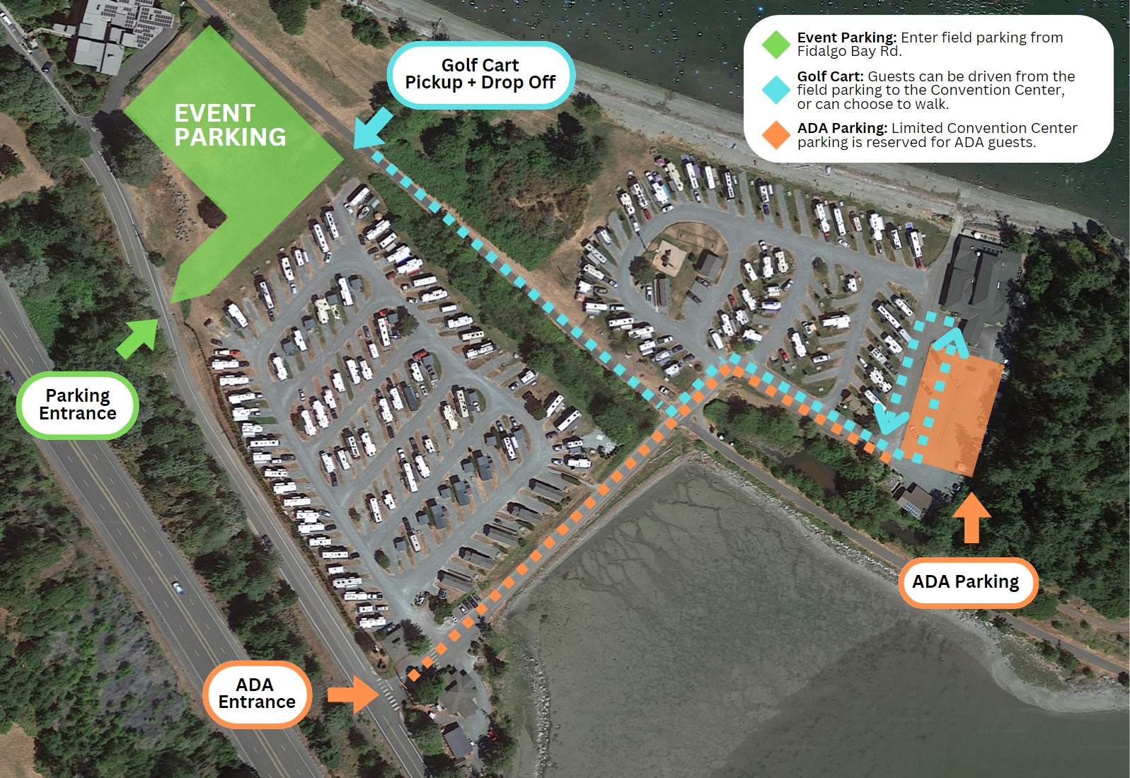 Fidalgo Bay Resort - Event Parking - Map